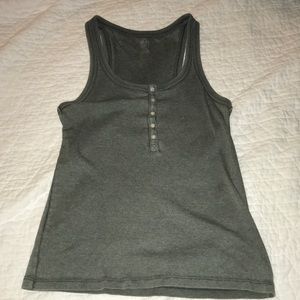 Olive green racer back henley tank top